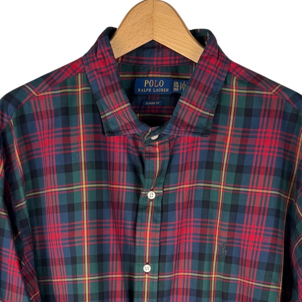 Polo Ralph Lauren Mens XXL Classic Fit Plaid Button Down Shirt Red Green Blue